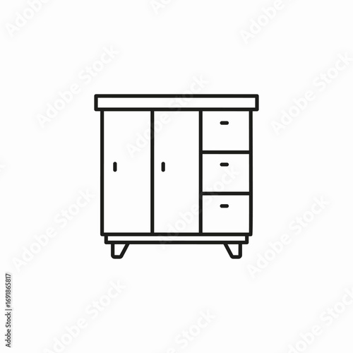dresser with drawers icon sign vector