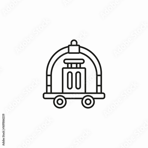 hotel luggage cart icon sign vector