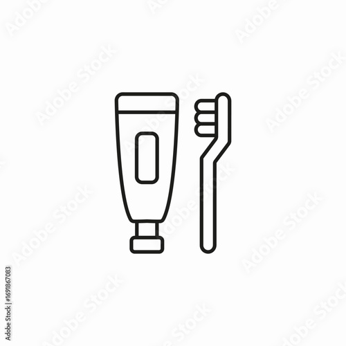 toothpaste and toothbrush icon sign vector