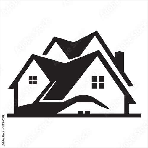 Residential Real Estate House Logo Vector