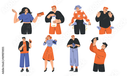 Diverse individuals expressing emotions and engaging in activities through vibrant illustrations