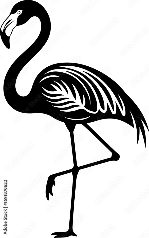 Obraz premium Flamingo black silhouette vector illustration