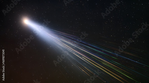 Fototapeta Naklejka Na Ścianę i Meble -  A colossal comet streaks through deep space