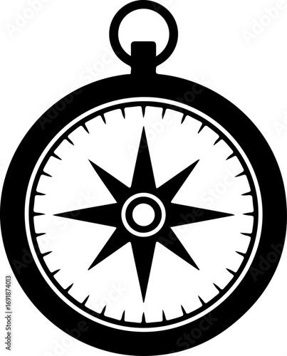 Compass black silhouette Vector  illustration
