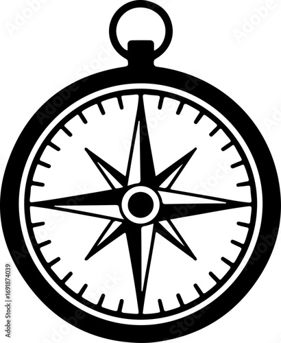 Compass black silhouette Vector  illustration