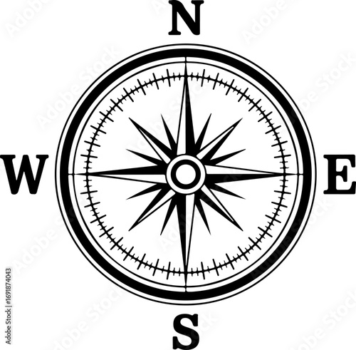 Compass black silhouette Vector  illustration