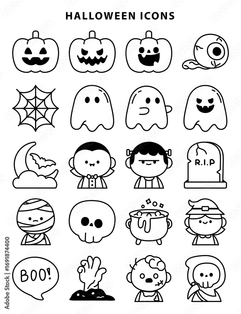 Fototapeta premium Halloween Icons Set