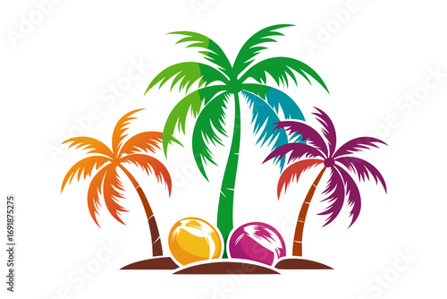 tropical island with palm trees