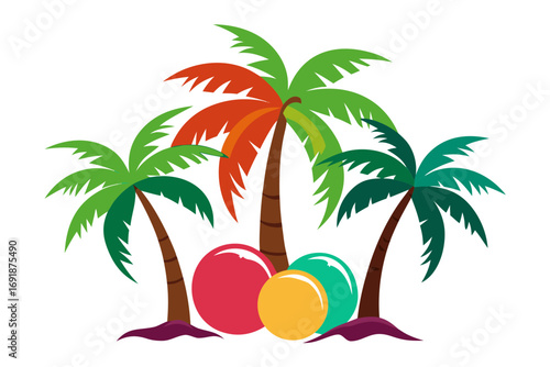 tropical island with palms