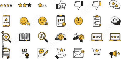 Customer Feedback Icons Ratings, Reviews, and Satisfaction Symbols