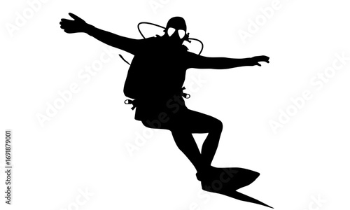 Silhouette of a Scuba Diver A Dynamic Underwater Exploration Icon