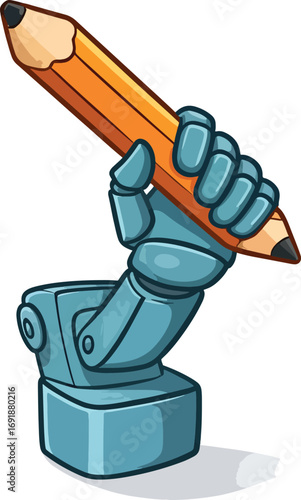 Robotic Arm Holding Pencil Illustration Creative Technology & Futuristic Design Concepts