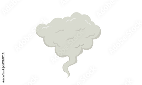 Illustration of a cloud of smoke, with a swirling tail, against a white background.