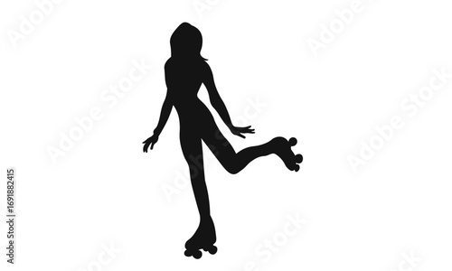 Silhouette of a woman roller skating, showcasing a dynamic pose.