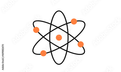 Simple diagram of an atom with electrons orbiting a nucleus.