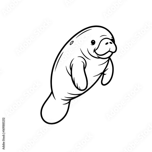 Manatee swimming peacefully in clear waters of a tropical habitat during daytime