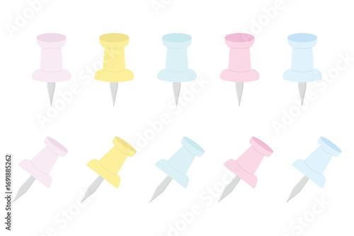 Set of push pins with pastel color vector illustration. Suitable for clip art, stickers, flat design illustration, etc