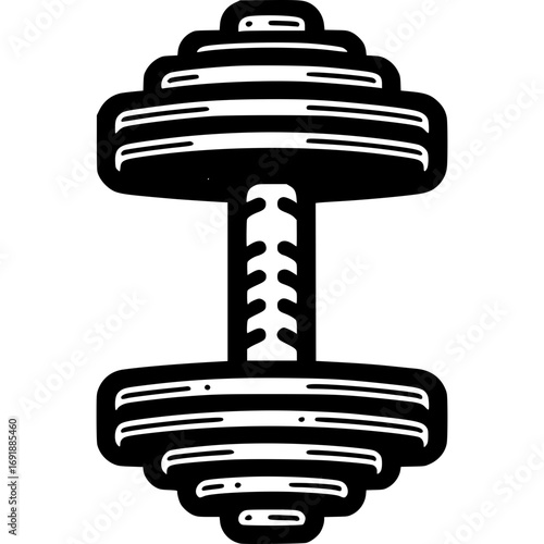 Dumbbell Outline: Bold graphic of a dumbbell, symbolizing strength, fitness, and the commitment to a healthy lifestyle. The image is ideal for fitness materials. 