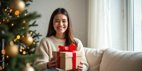 Woman with Christmas Present