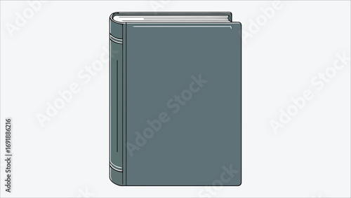 Vector illustration of a simple grey hardcover book, a symbol of literature, knowledge, and education