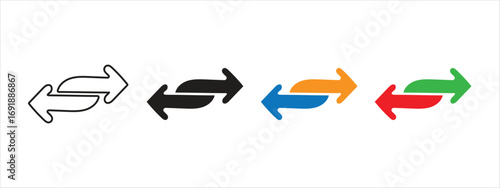 Double arrow icon set vector. two arrow symbol. vector illustration.