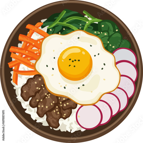 Simple Bibimbap Bowl Icon
