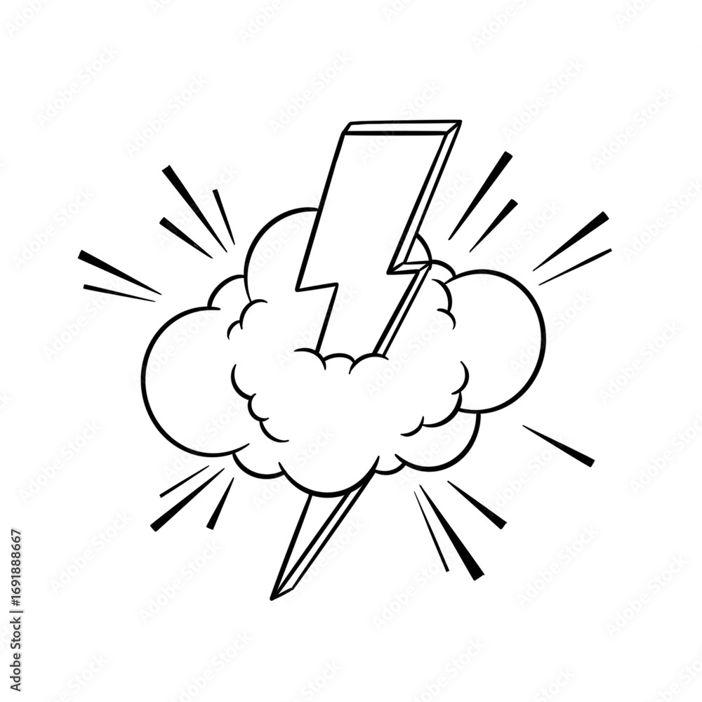 Fototapeta premium Lightning bolt hit a cloud