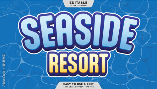 seaside resort editable text effect template