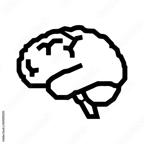 Brain outline icon with transparent background
