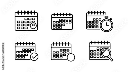 Calendar icons set with transparent background