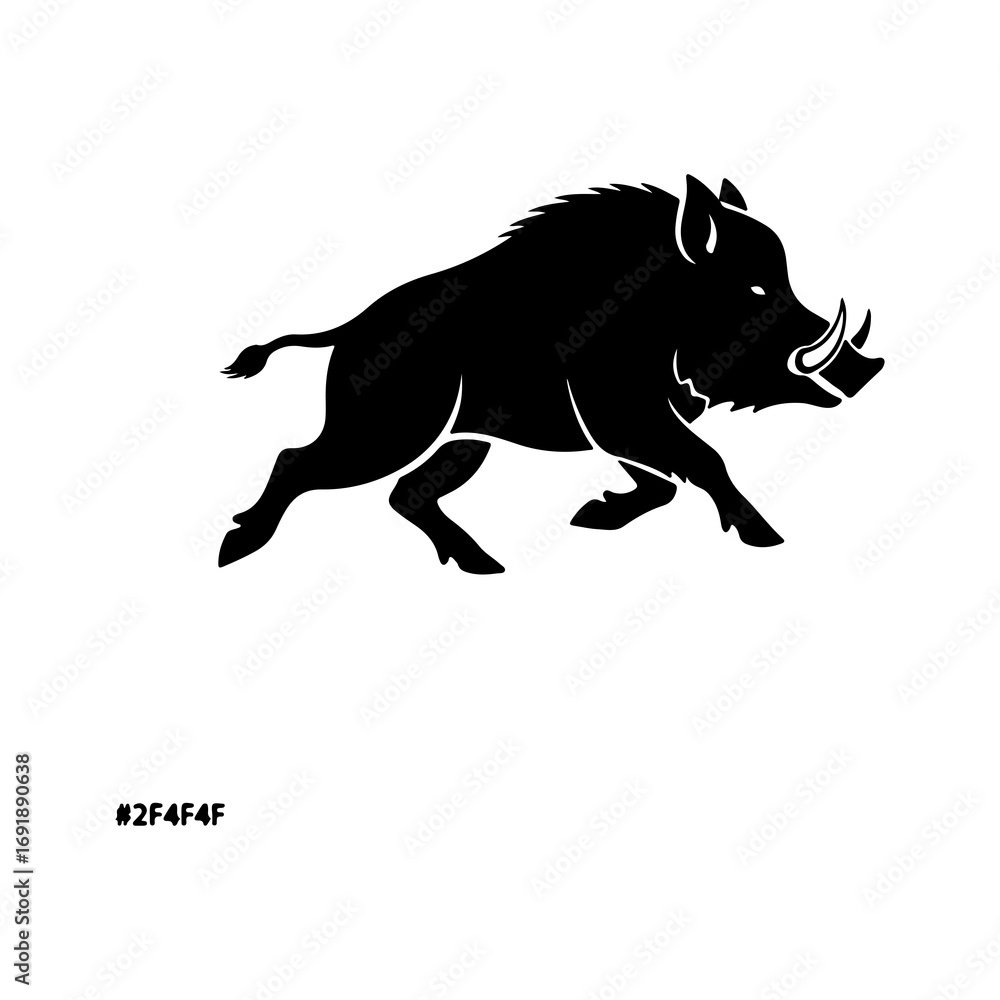 Fototapeta premium Charging wild boar with transparent background