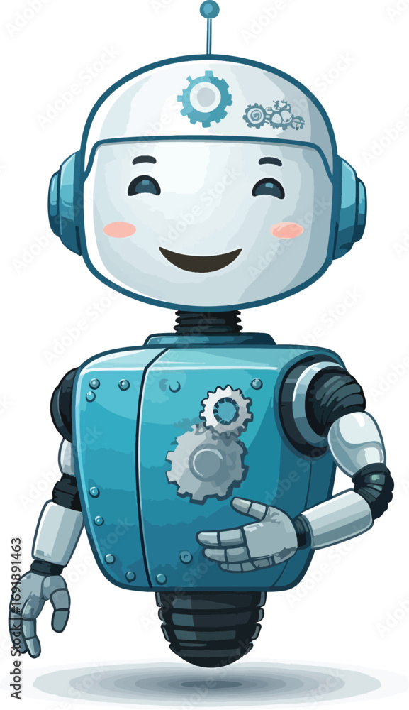 Naklejka premium Friendly Robot Illustration A Happy Helper for Your Projects