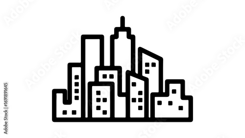City skyline outline with transparent background
