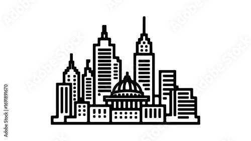 City skyline outline with transparent background