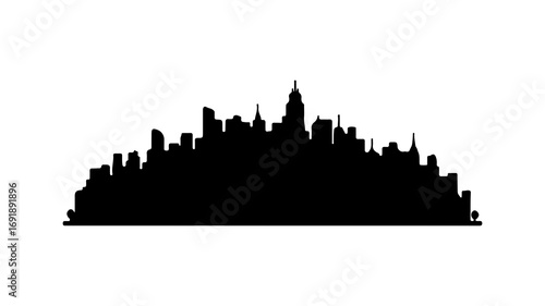 City skyline silhouette with transparent background