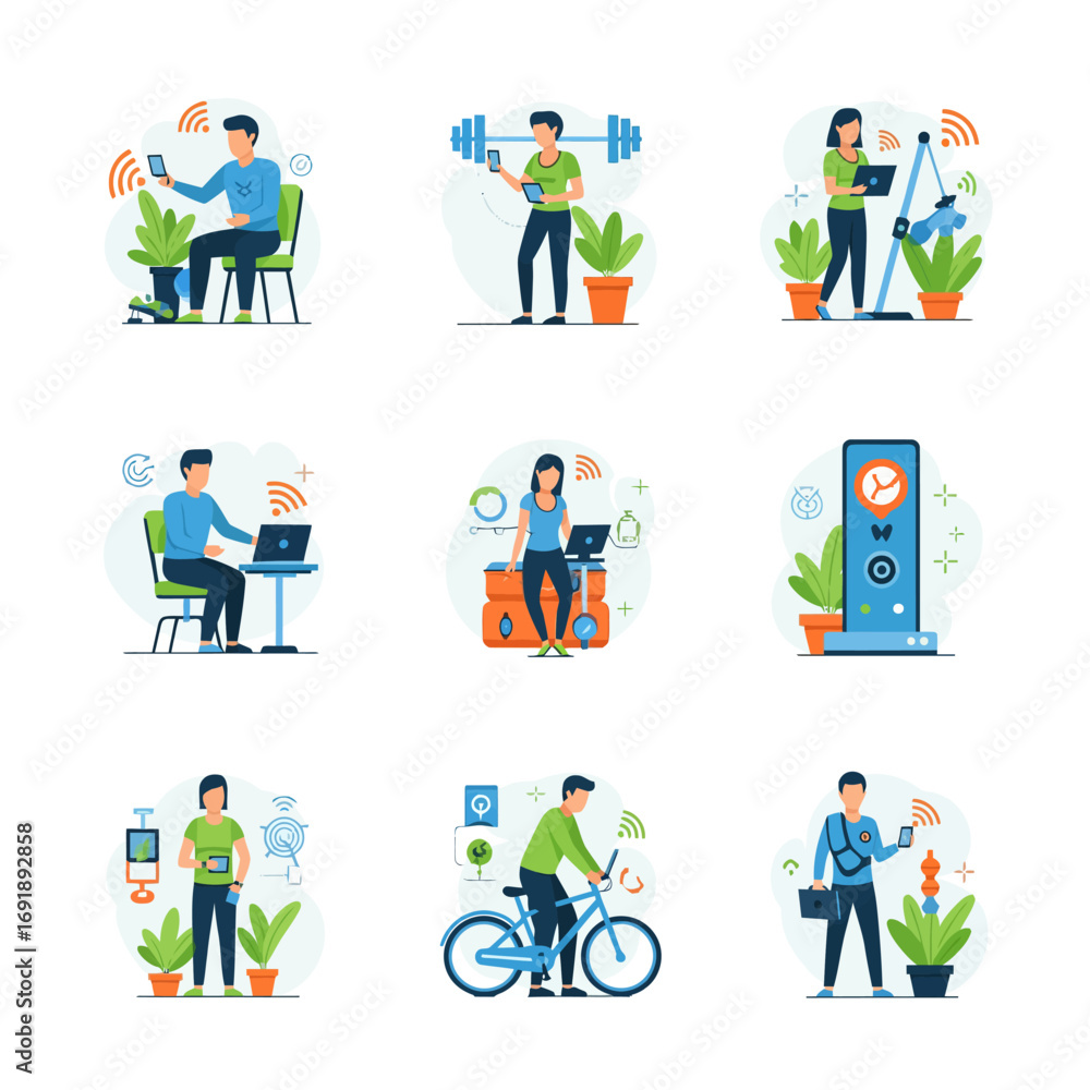 Fototapeta premium A cartoon vector illustration set of business people icons