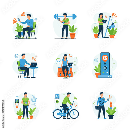 A cartoon vector illustration set of business people icons