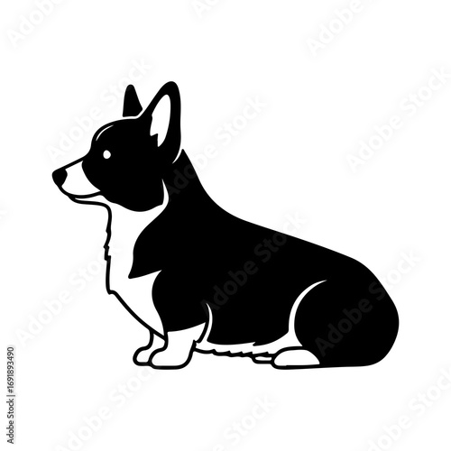 Corgi dog silhouette with transparent background