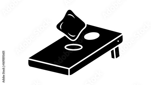 Cornhole game with beanbag on board