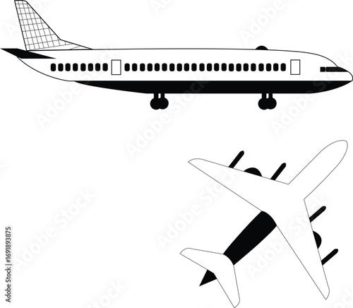 White airplane on white background
Passenger aircraft isolated on bg
