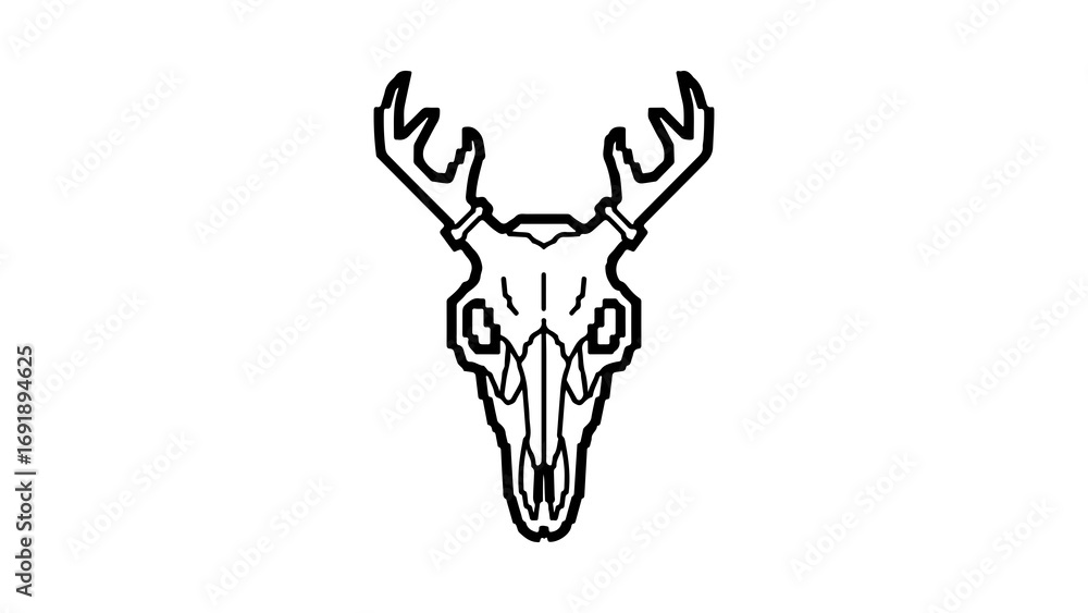 Fototapeta premium Deer skull with antlers with transparent background