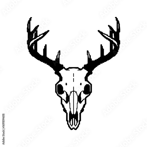 Deer skull with antlers with transparent background