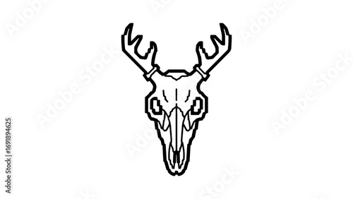 Deer skull with antlers with transparent background