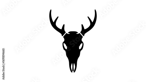 Deer skull with antlers with transparent background