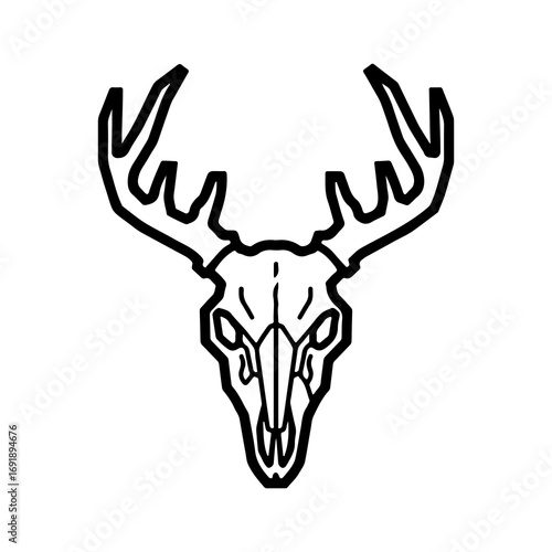 Deer skull with antlers with transparent background