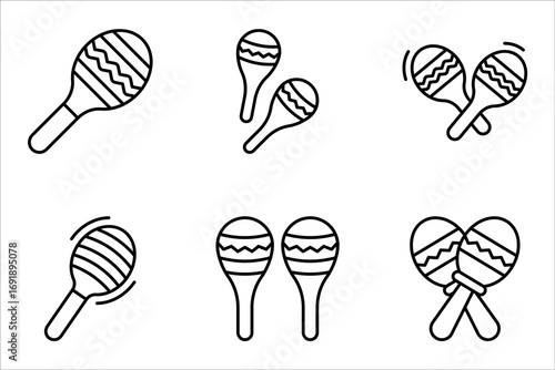 Maracas icon set, music and instrument sign for mobile concept and web design. vector illustration on white background