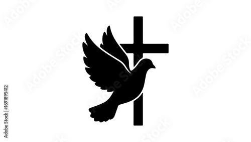 Dove and cross symbol with transparent background