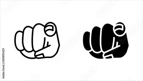 finger pointing or gesturing towards you line icon set. vector illustration on white background