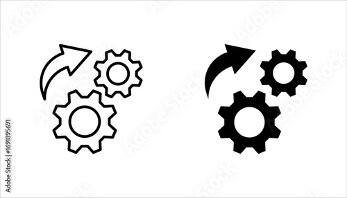 Process management icon set. Optimization operation. Transmission gear wheel vector illustration on white background