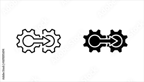 Process management icon set. Optimization operation. Transmission gear wheel vector illustration on white background
